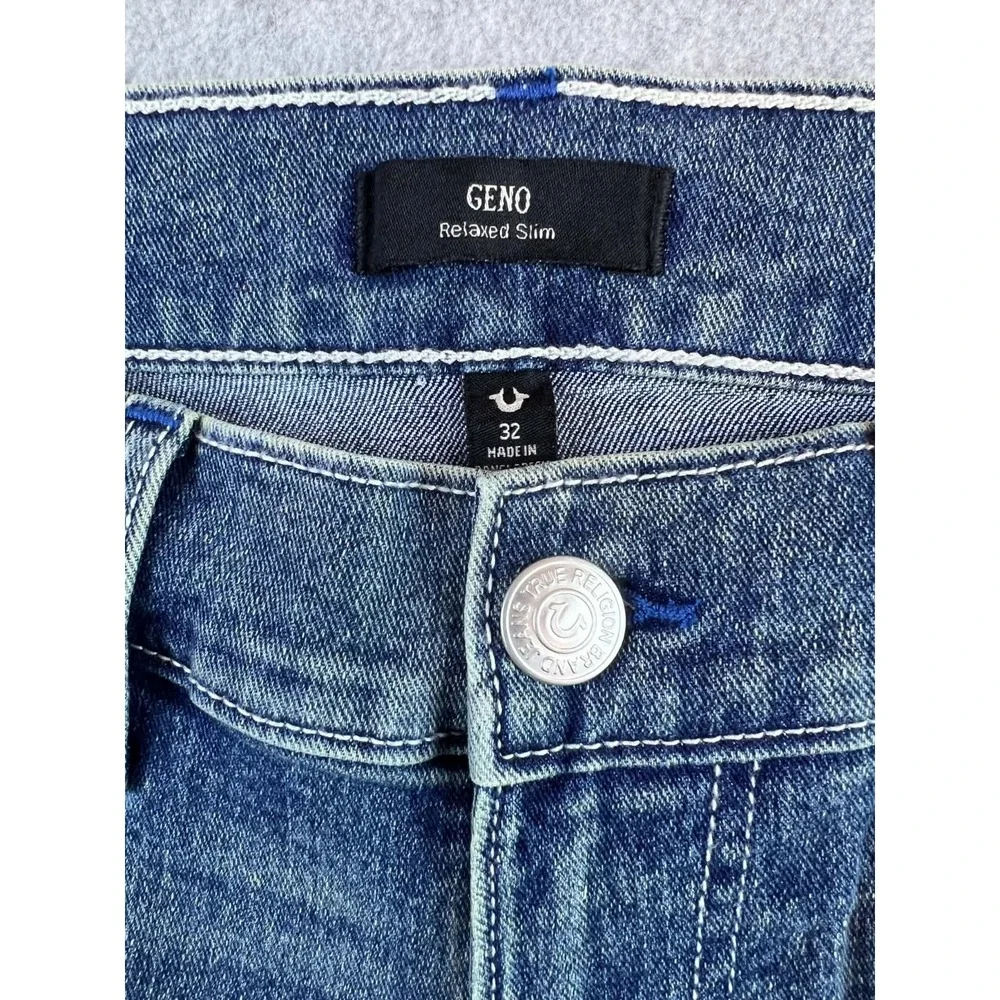 True Religion Men's 32x32 Geno Relaxed Slim Jeans Medium Wash NWT Flap Pocket.